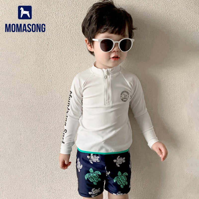 Children'S Swimsuit 2025 Summer Boys Split Long-Sleeved Sun Protection Swimsuit Suit Seaside Vacation Quick-Drying Swimsuit - Image 5